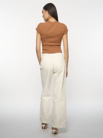 Ribbed Button-Front Knit Top