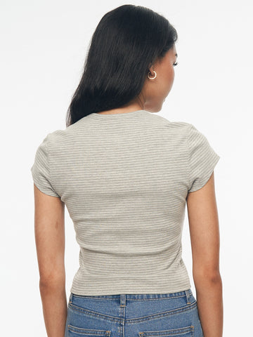 Ribbed Button-Front Knit Top