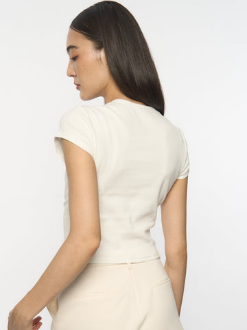 Ribbed Button-Front Knit Top