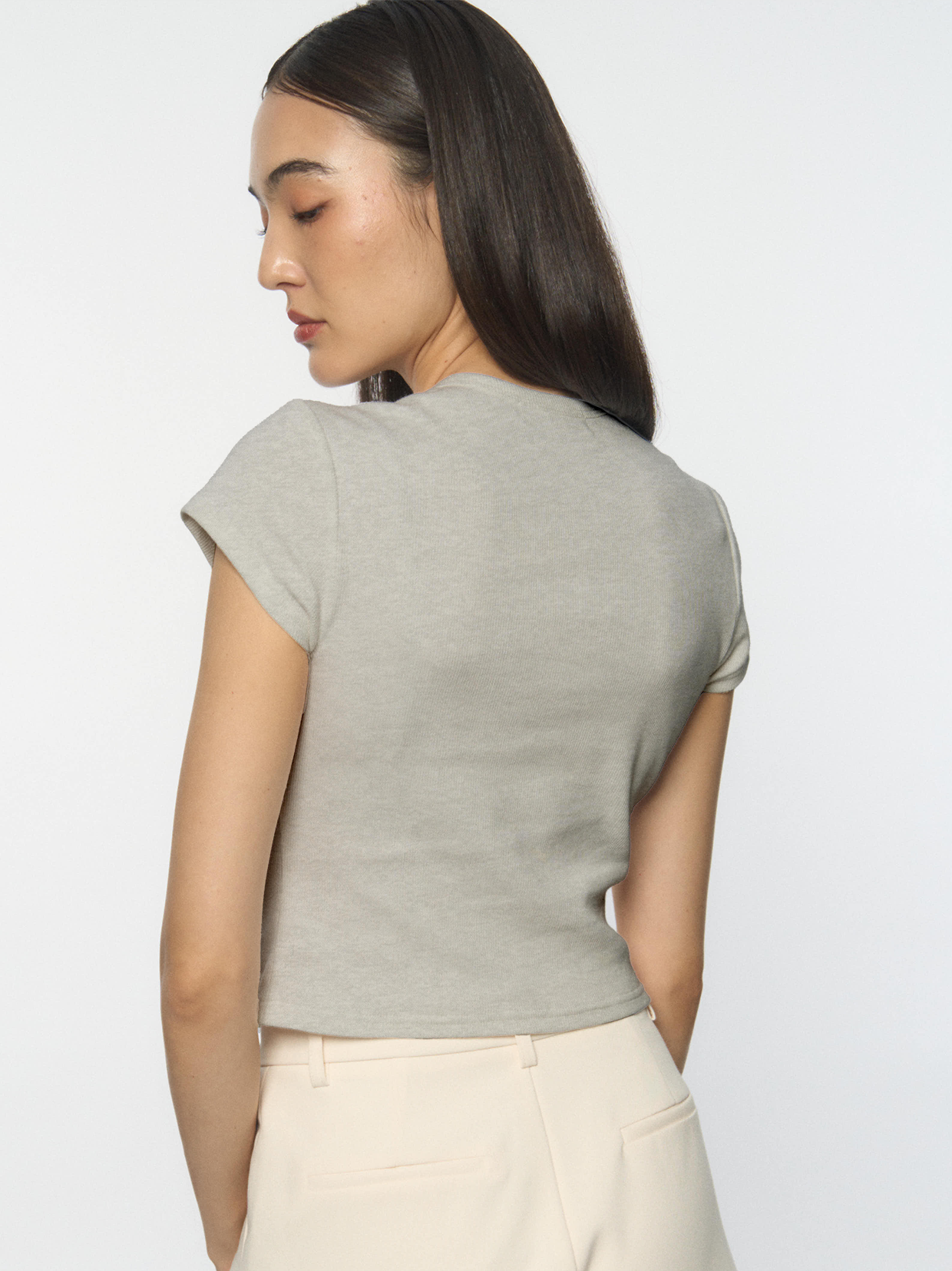 Ribbed Button-Front Knit Top
