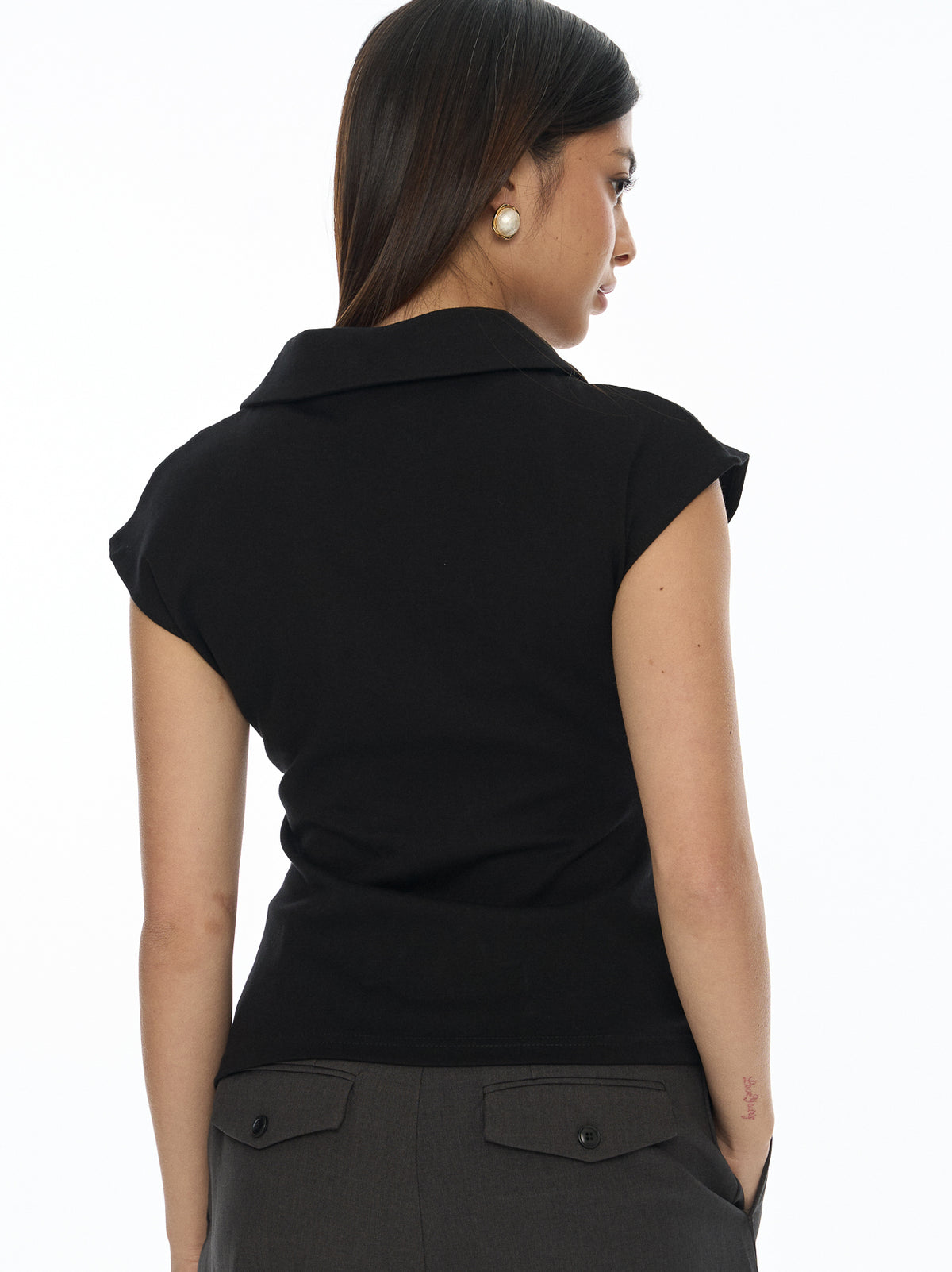 Ruched Front Cap Sleeve Top