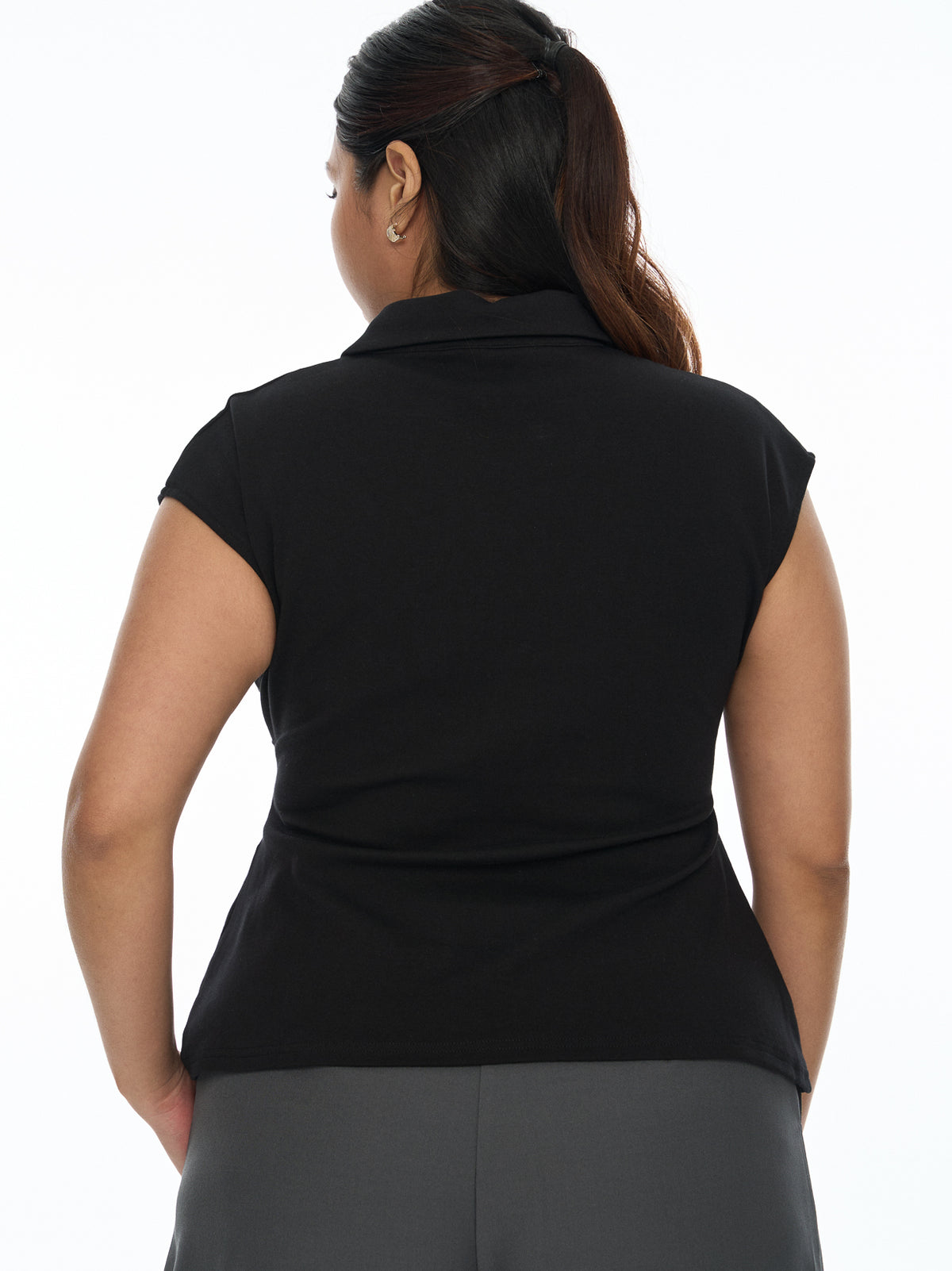 Ruched Front Cap Sleeve Top