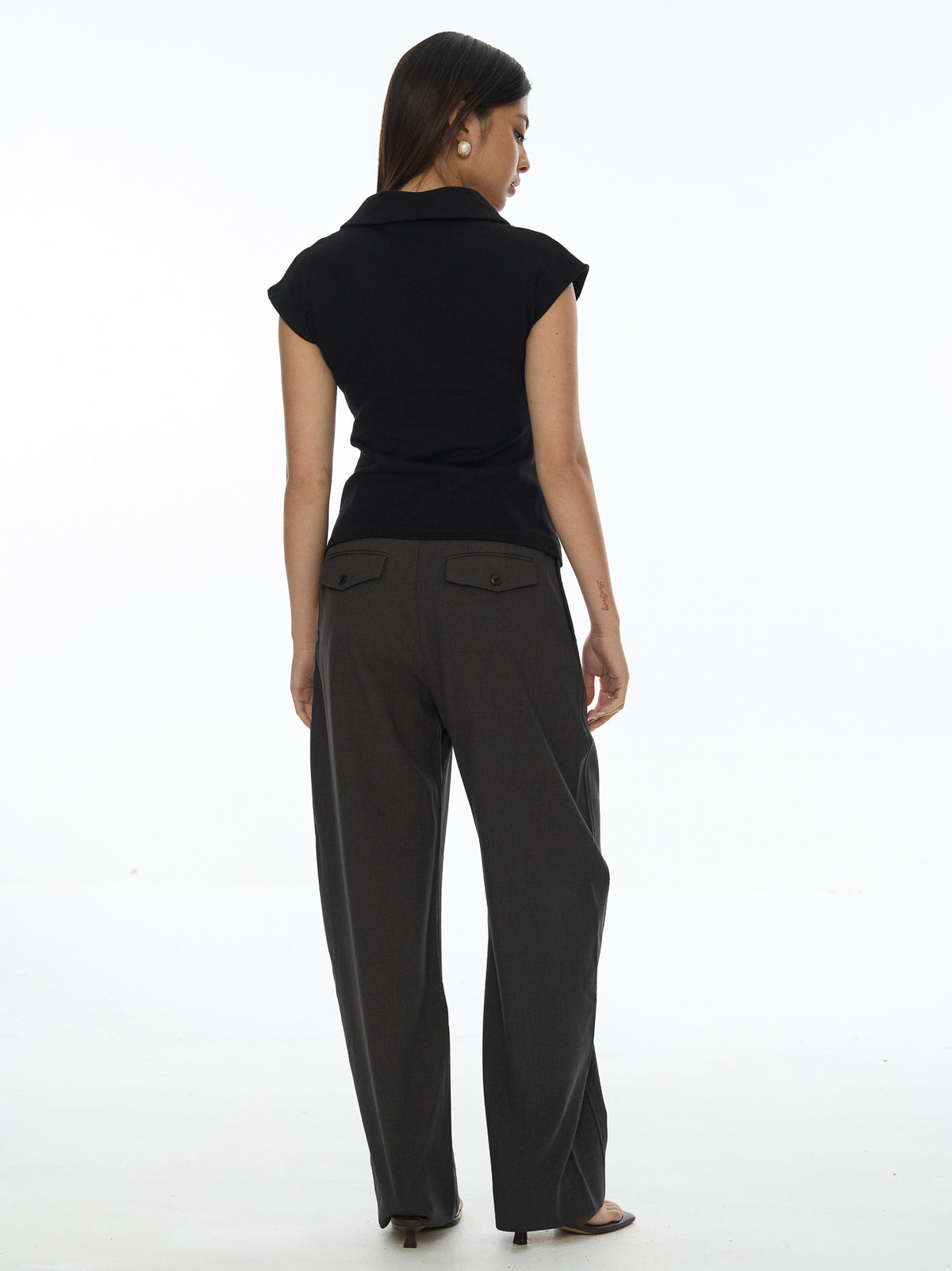 Ruched Front Cap Sleeve Top