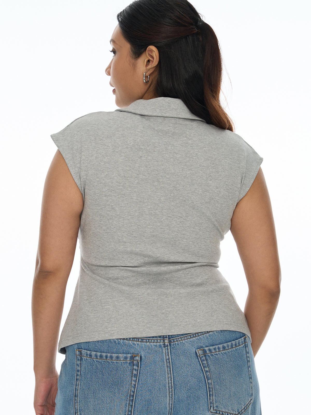 Ruched Front Cap Sleeve Top