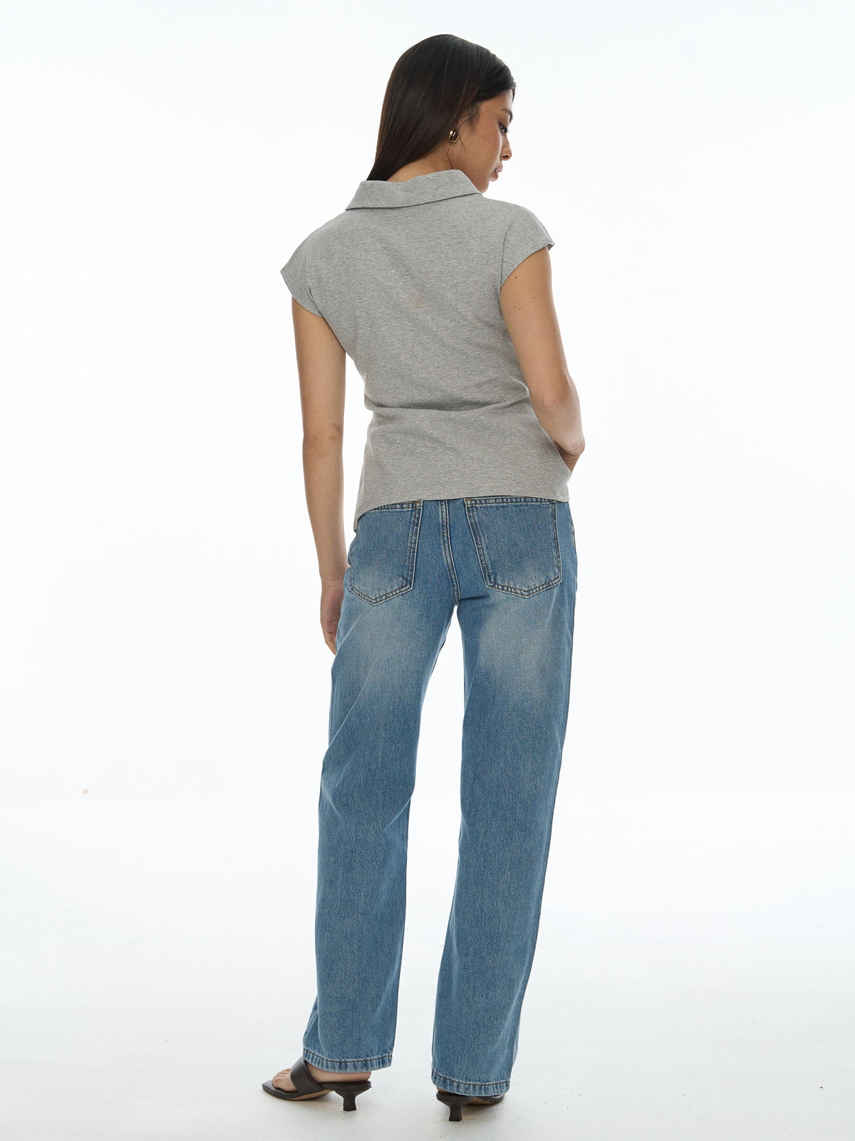 Ruched Front Cap Sleeve Top