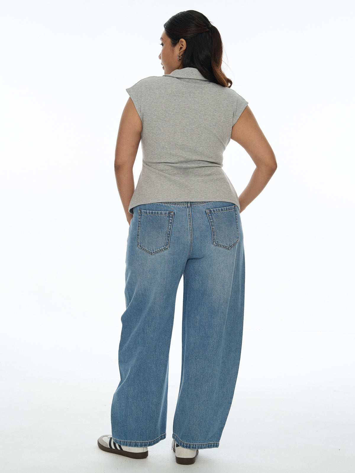 Ruched Front Cap Sleeve Top