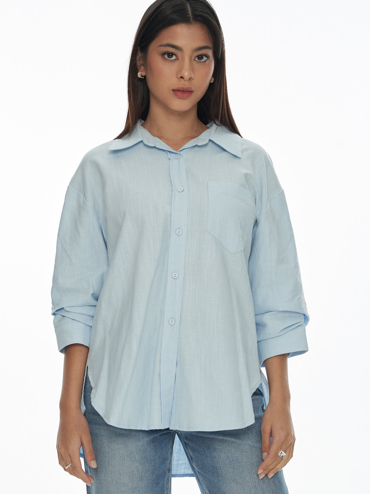 Ruched Sleeve Classic Shirt