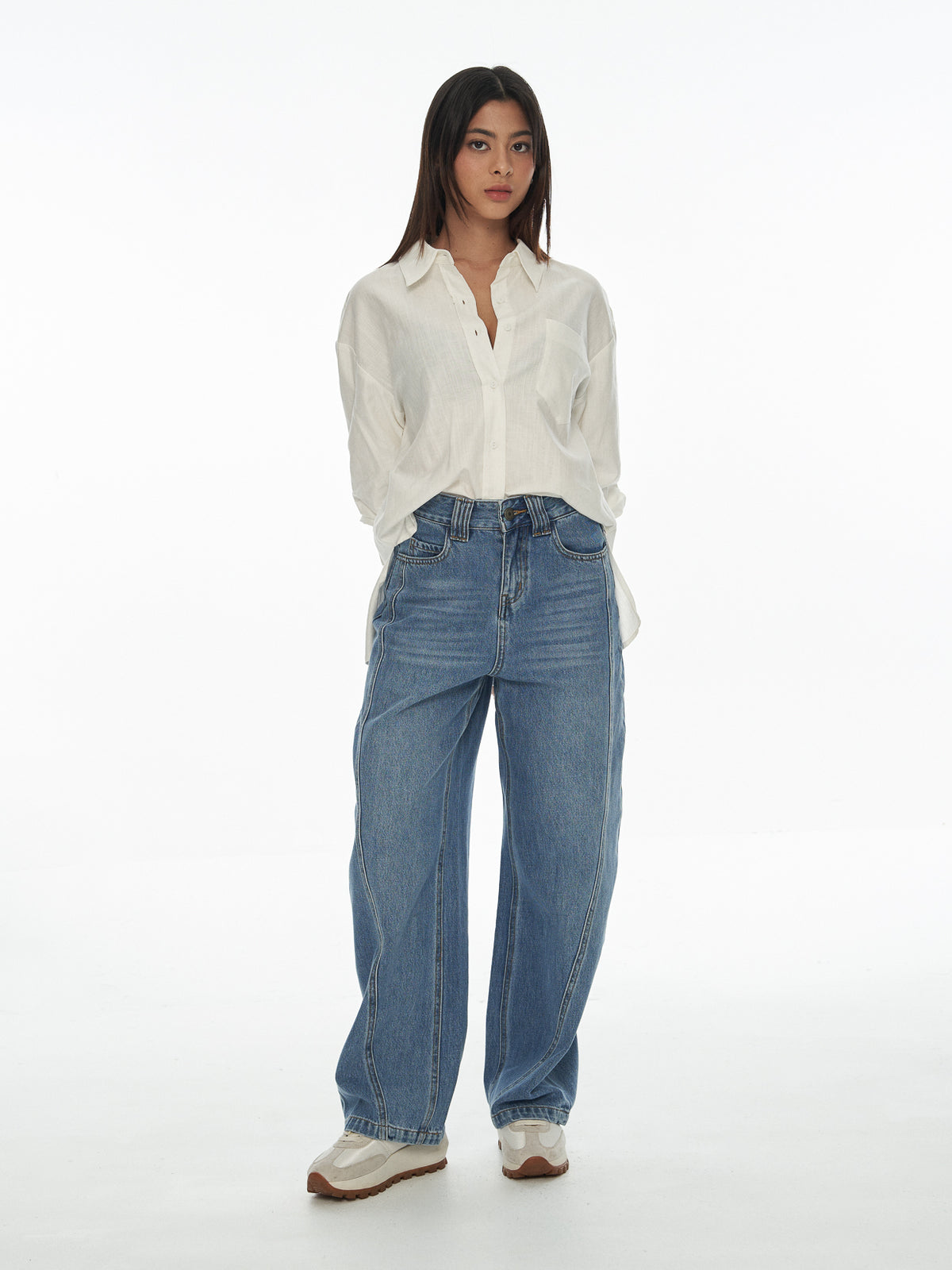 Ruched Sleeve Classic Shirt
