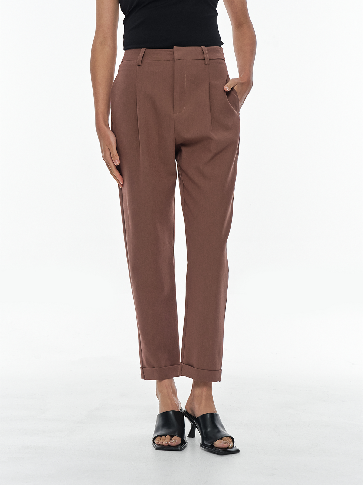Chriselle Tailored Pants-Chocolate