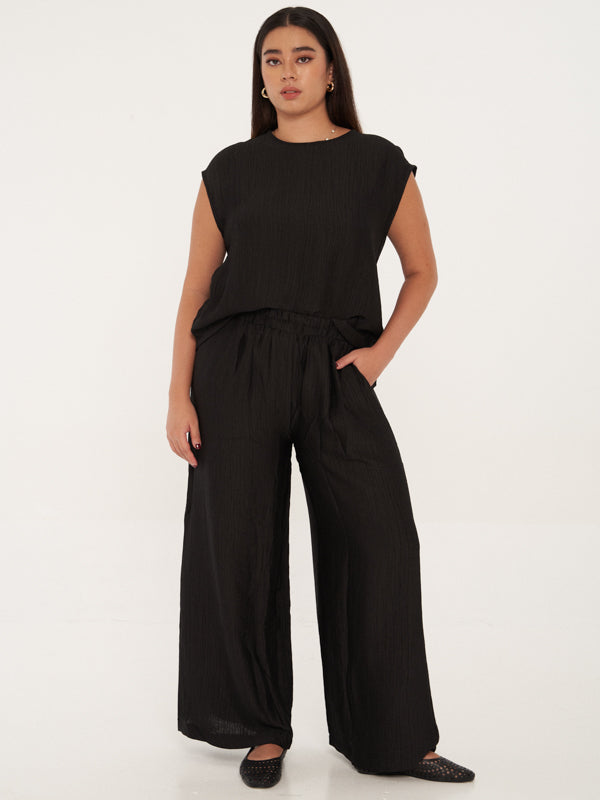 Pleated Straight Leg Pants