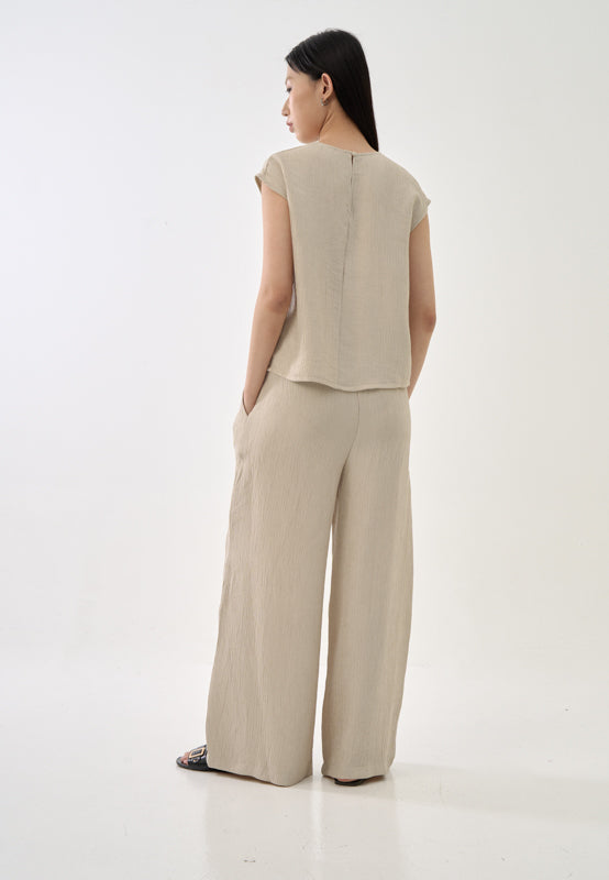 Pleated Straight Leg Pants
