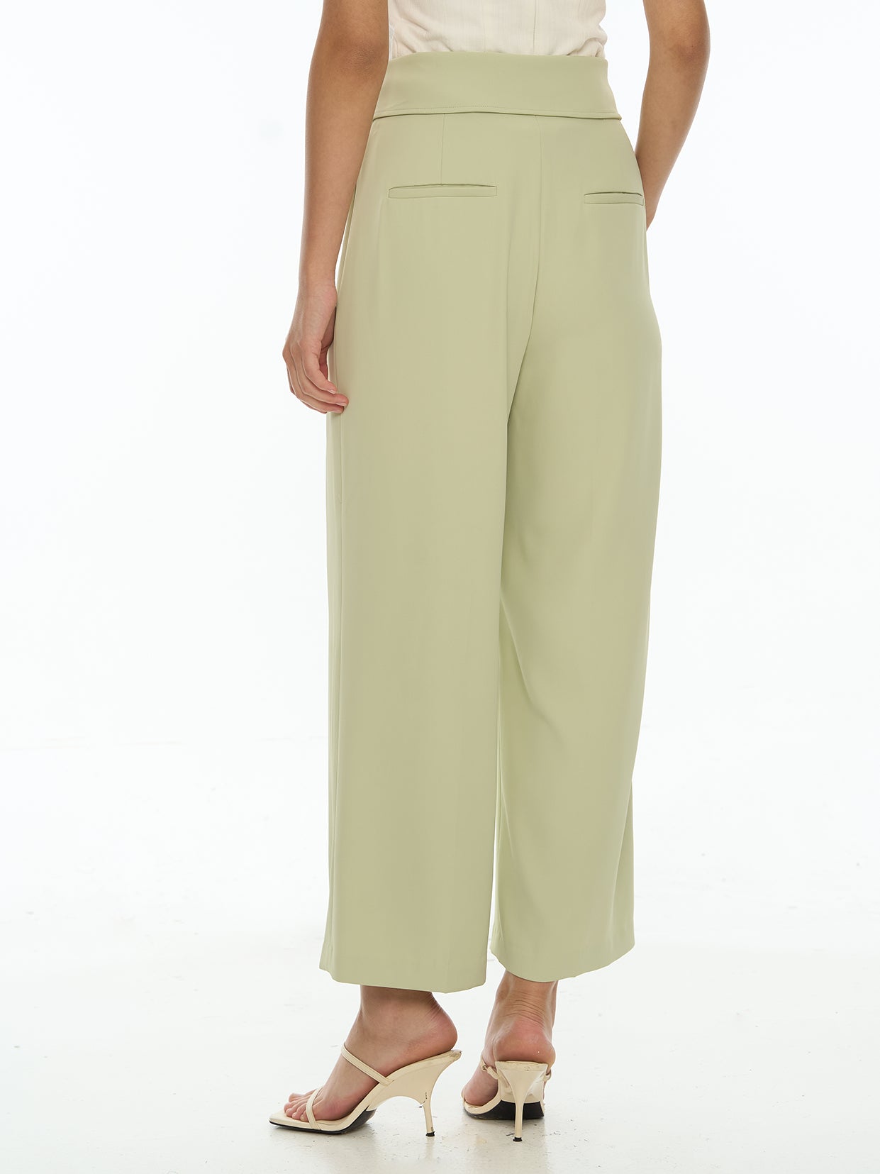 Waistband Flat Wide Leg Pants