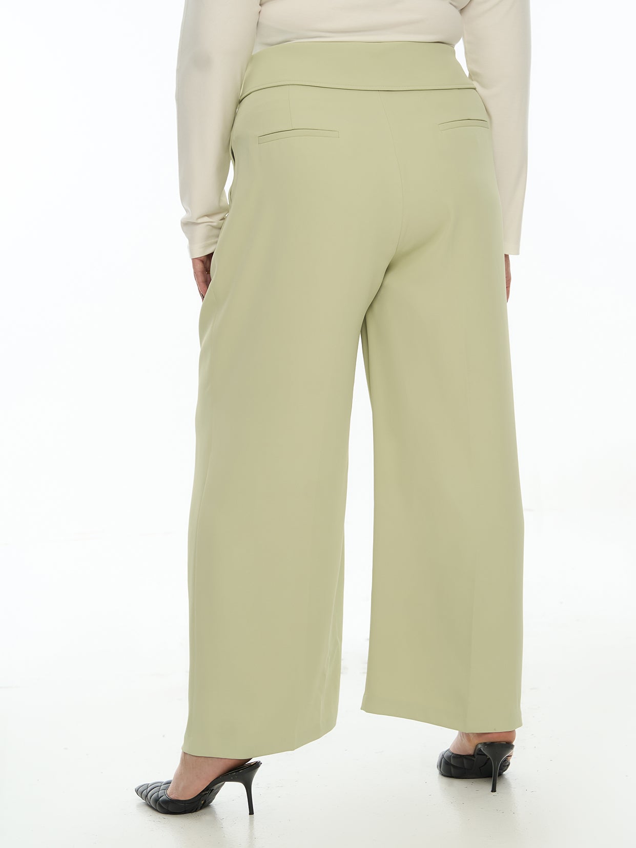 Waistband Flat Wide Leg Pants