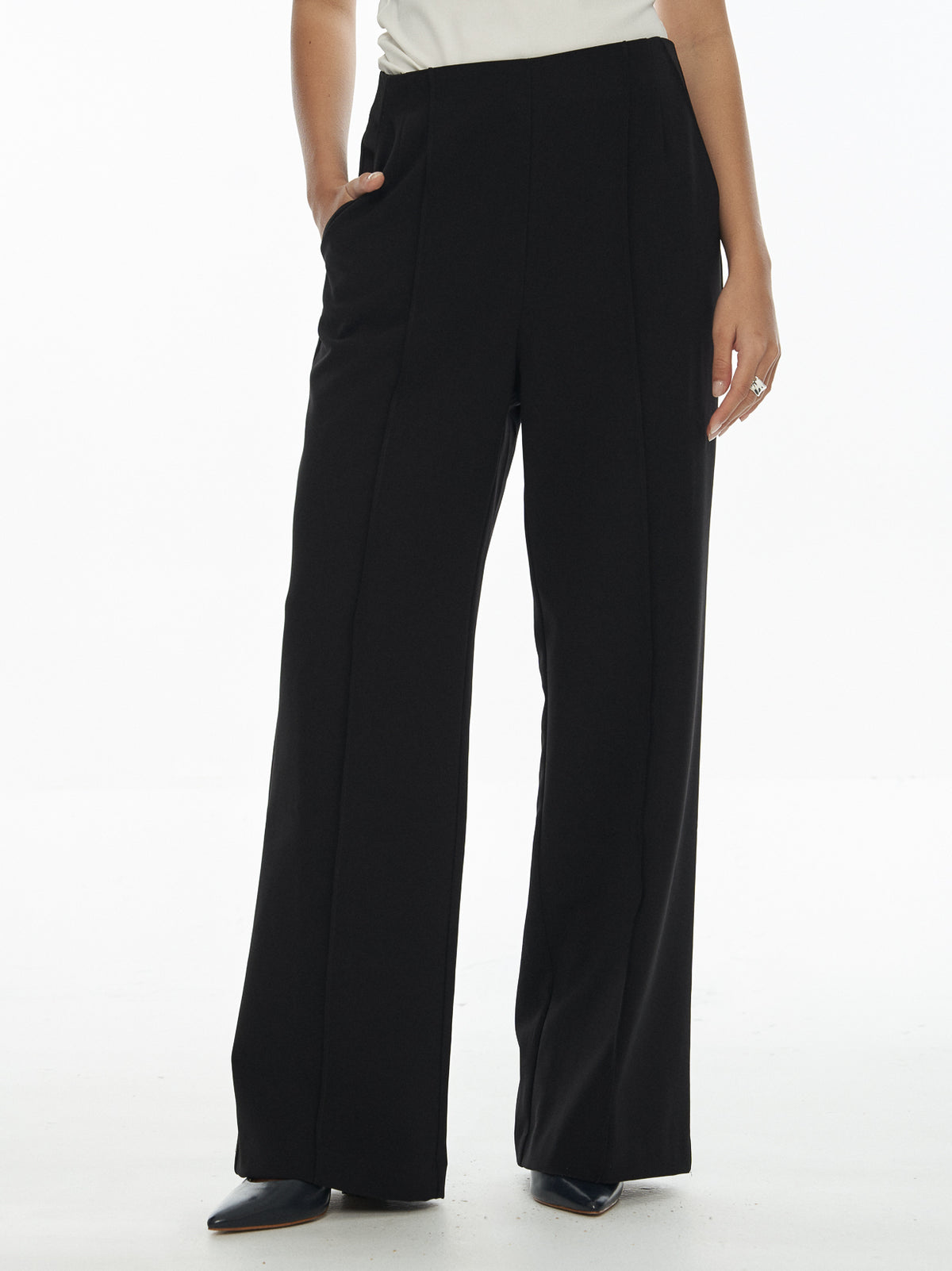 Center Crease Wide Leg Trousers