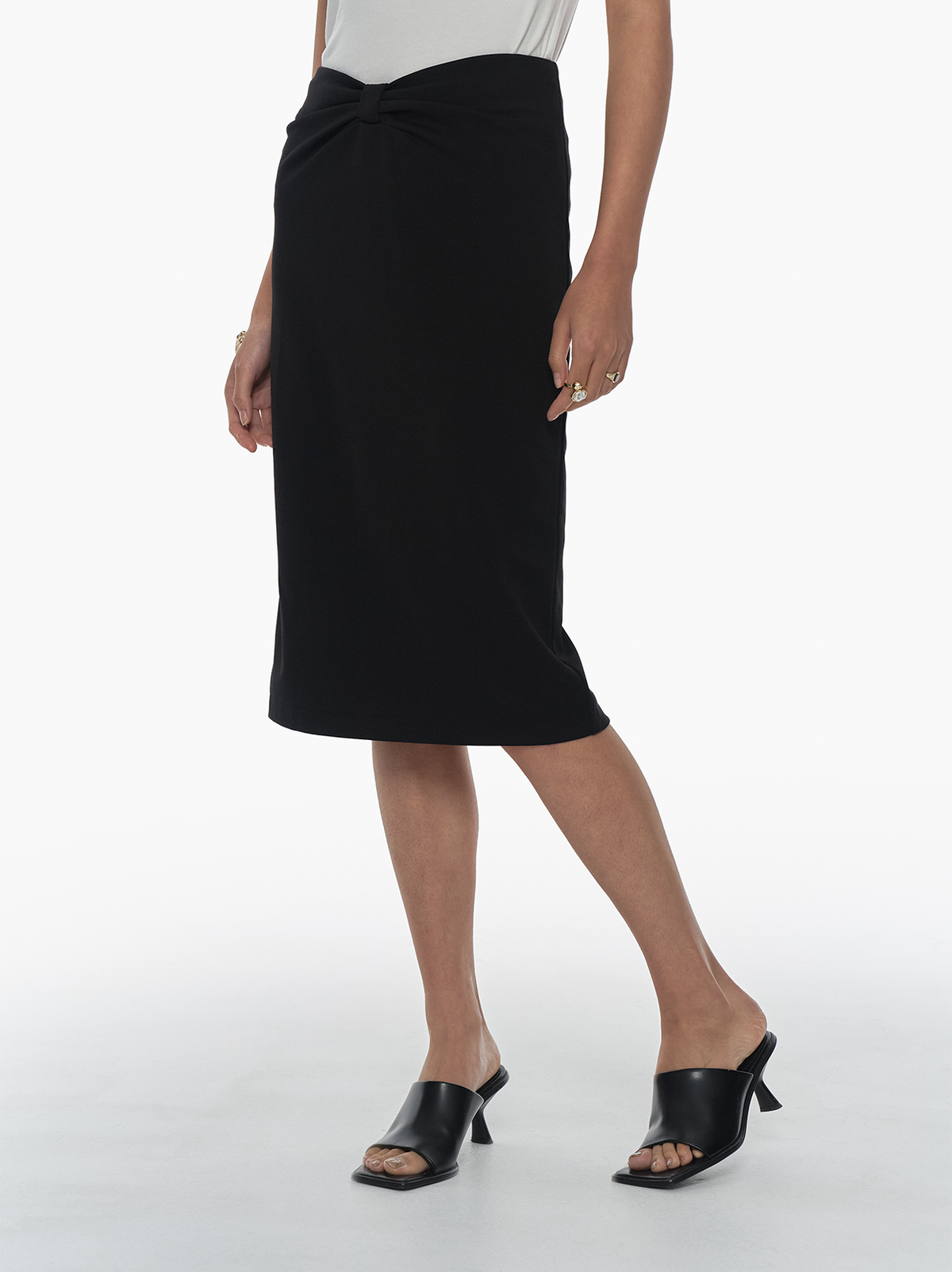 Knot Front Knee Length Skirt