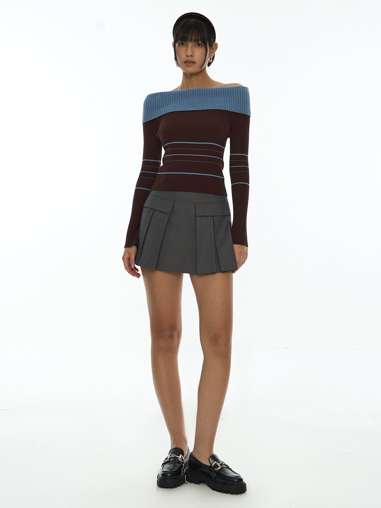 Back Bow Off Shoulder Knit Top