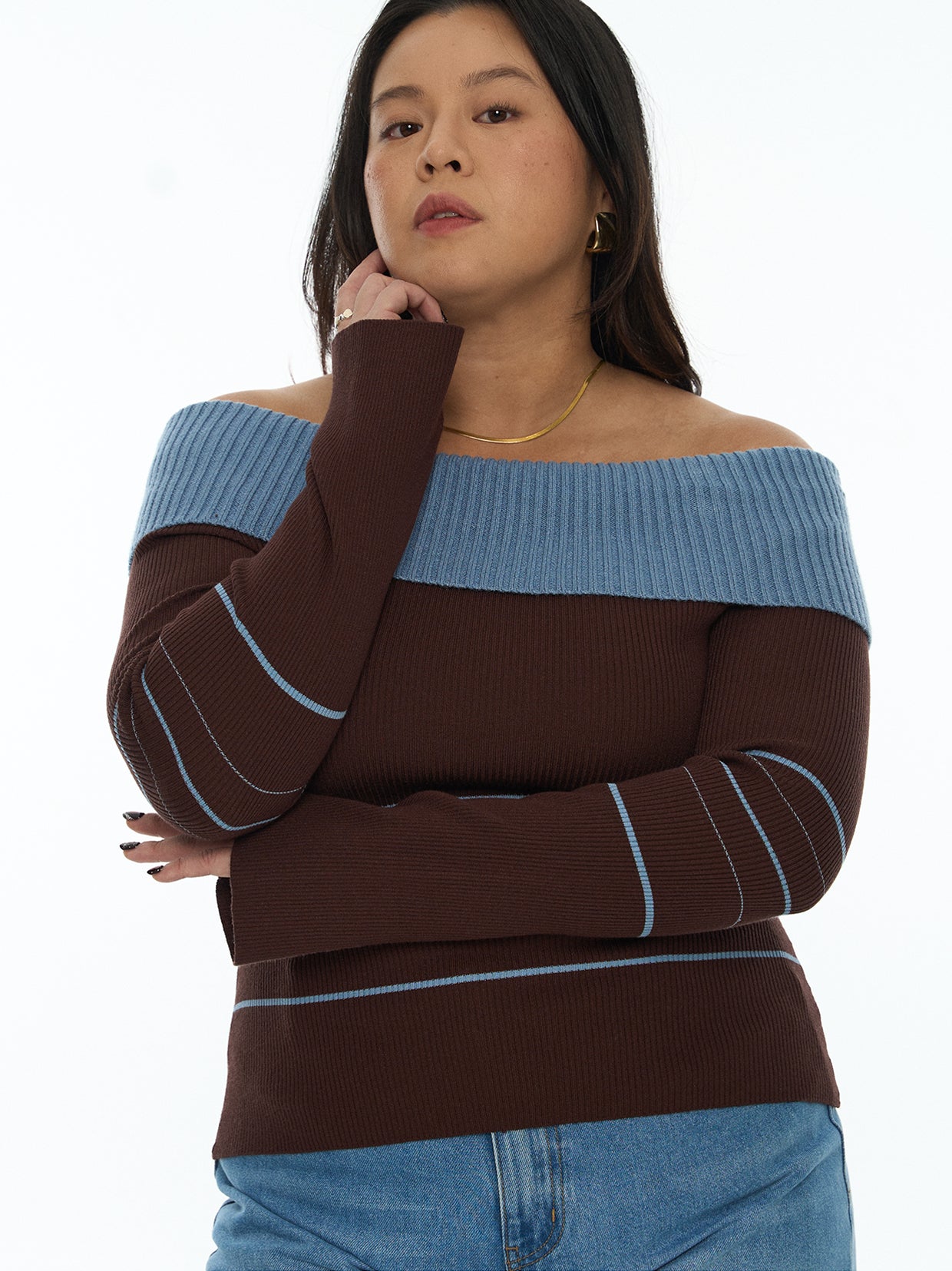 Back Bow Off Shoulder Knit Top