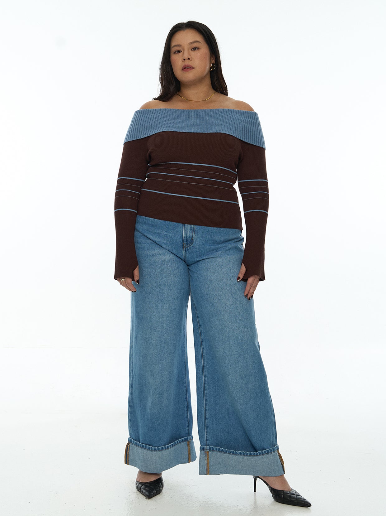 Back Bow Off Shoulder Knit Top