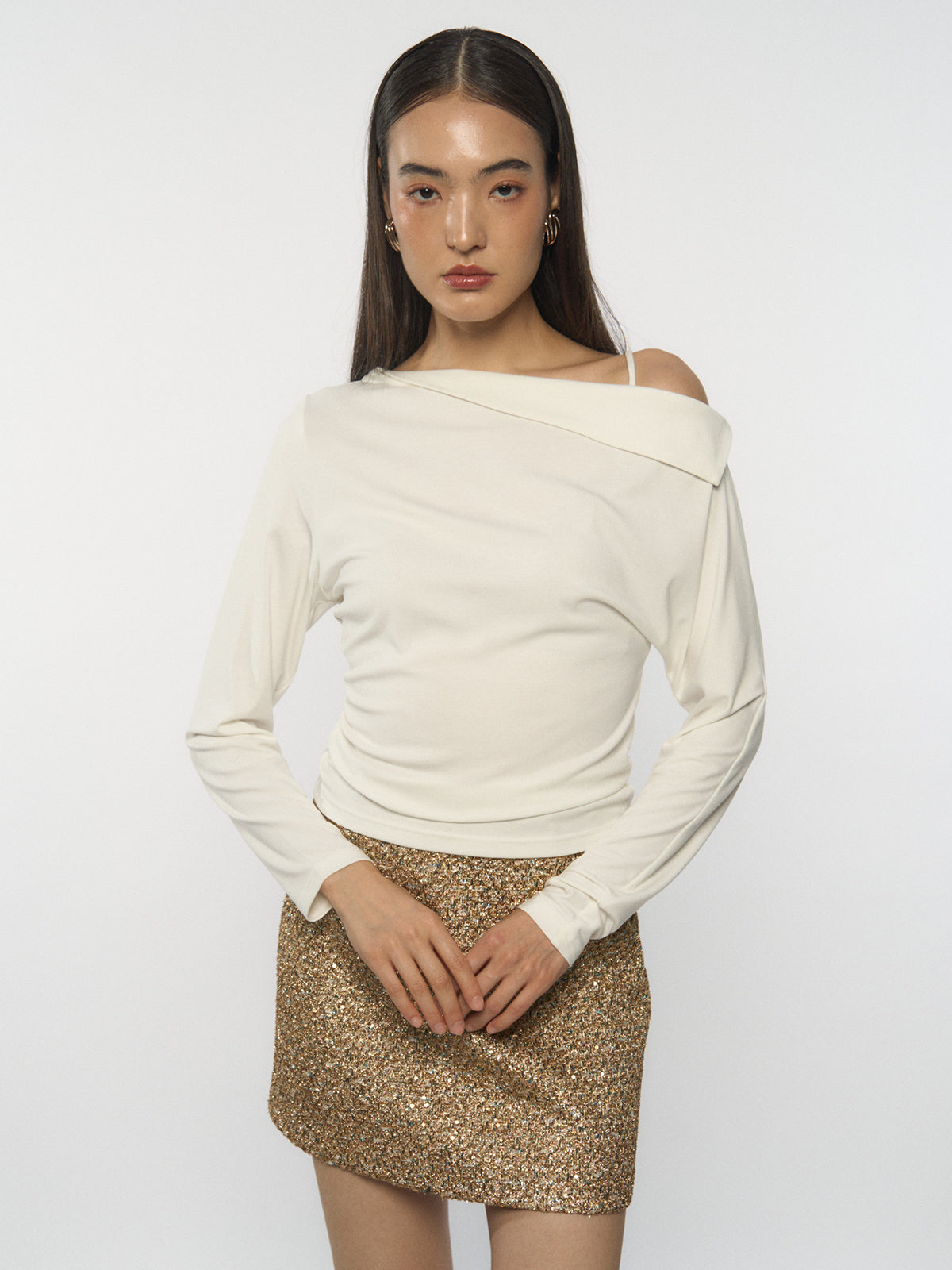 One Shoulder Long Sleeve Top