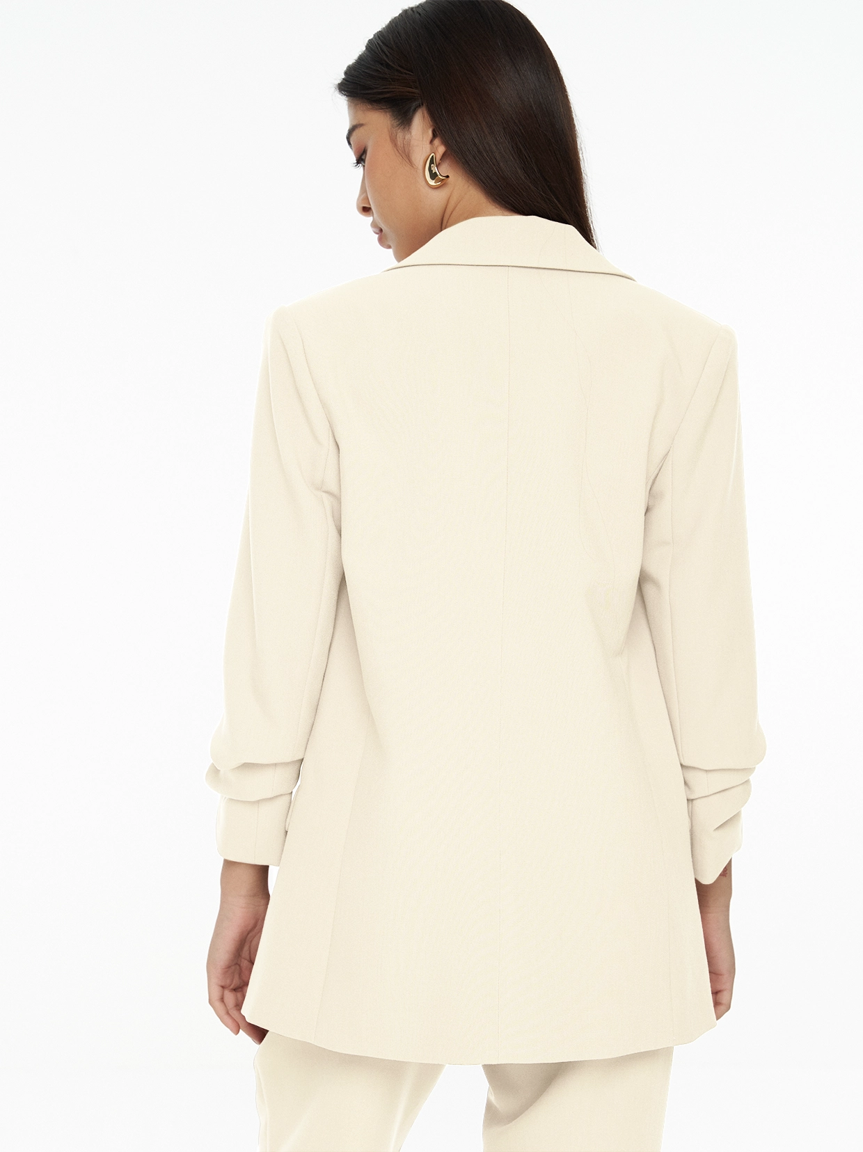 Chriselle Ruched Blazer-Beige