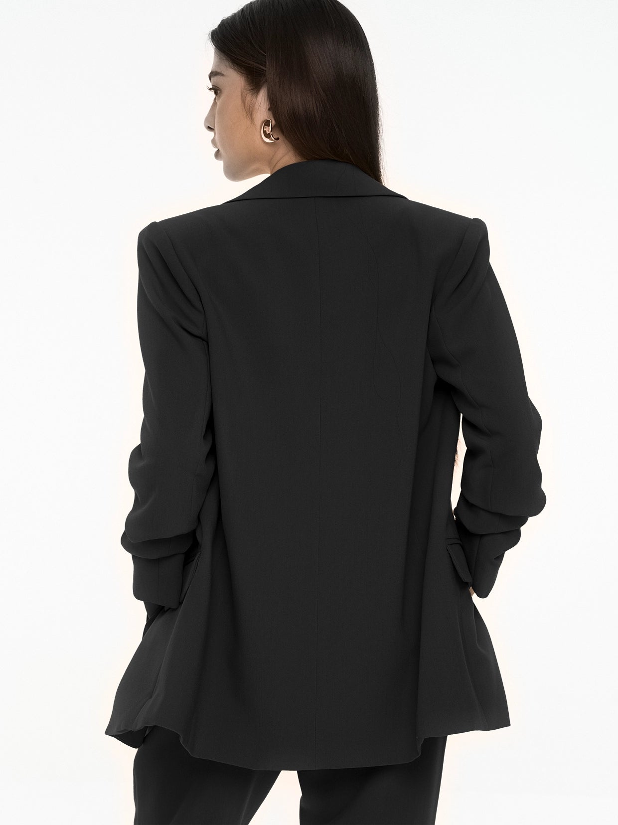 Chriselle Ruched Blazer-Black