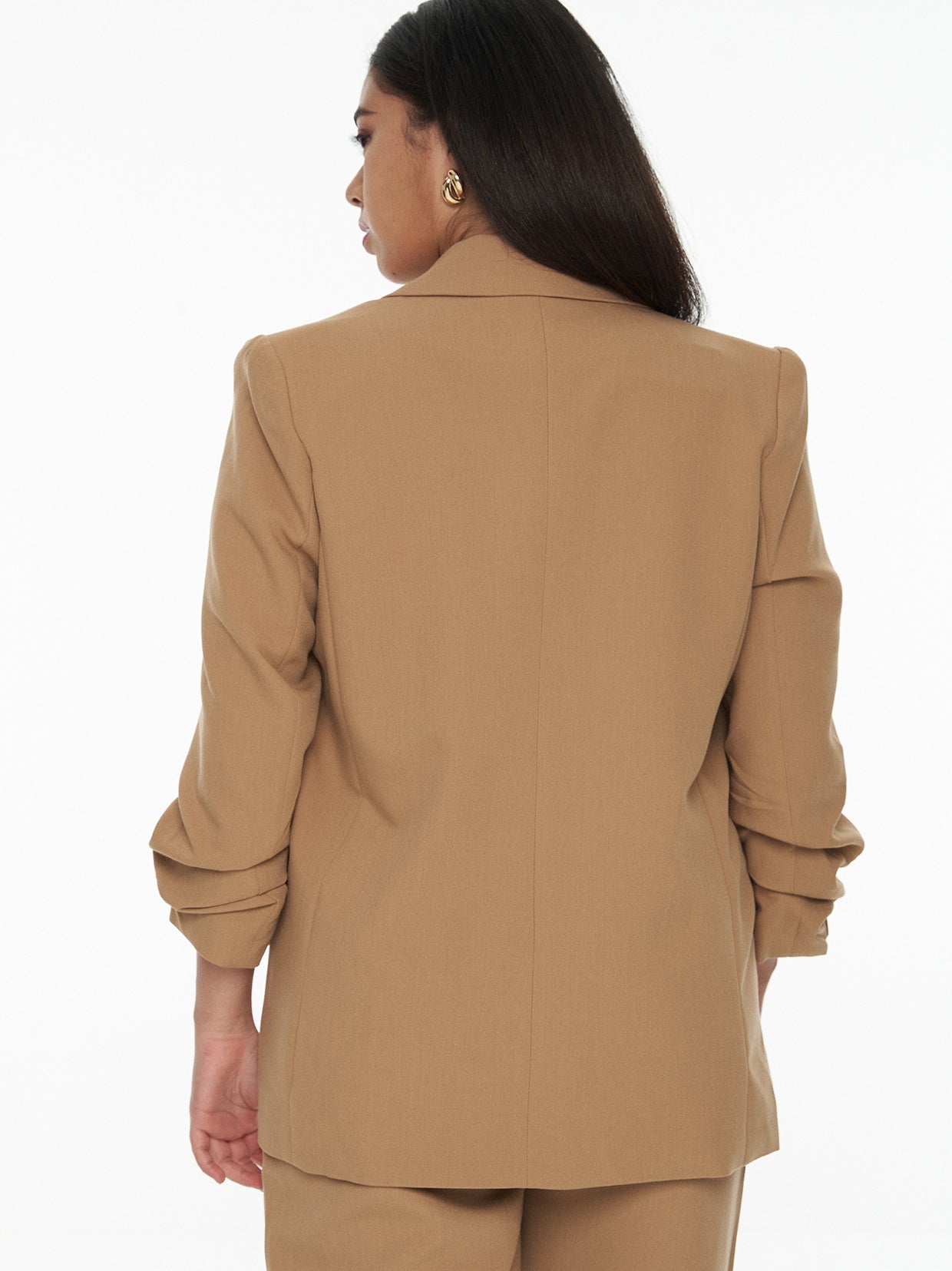 Chriselle Ruched Blazer-Camel