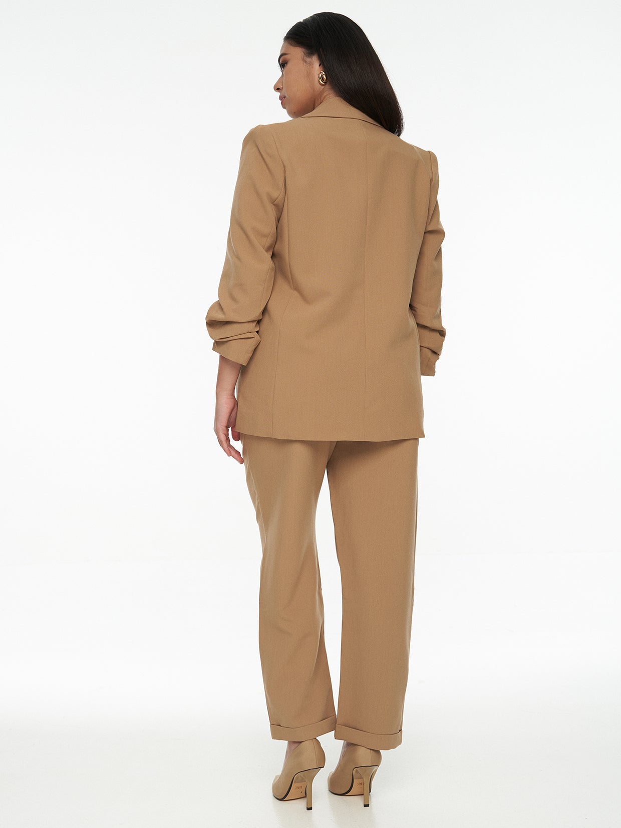 Chriselle Ruched Blazer-Camel