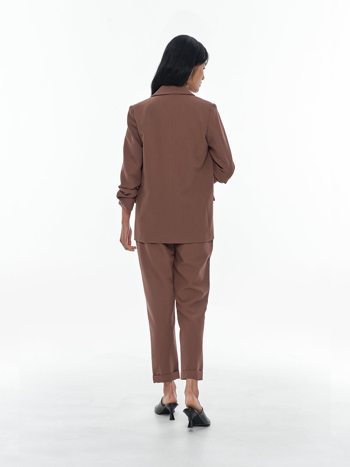 Chriselle Ruched Blazer-Chocolate