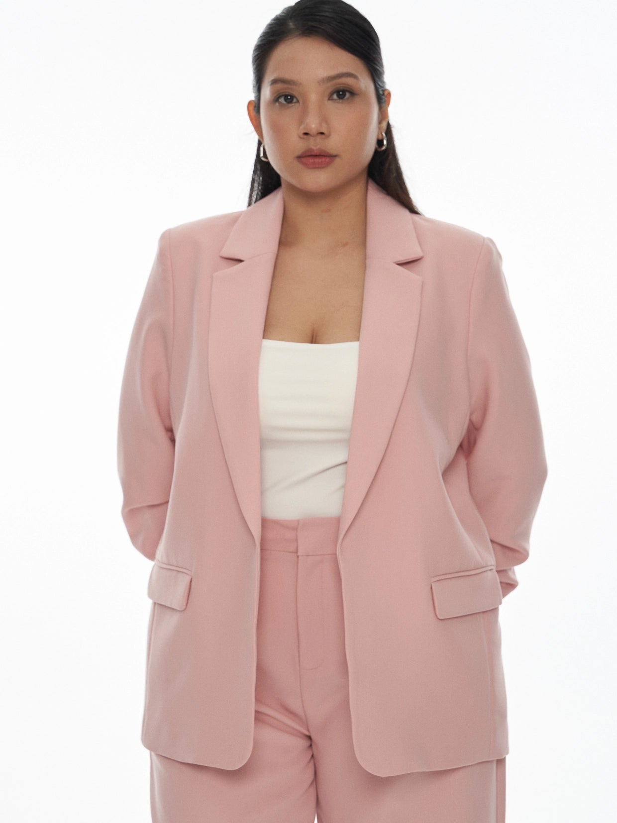 Chriselle Ruched Blazer-Pink