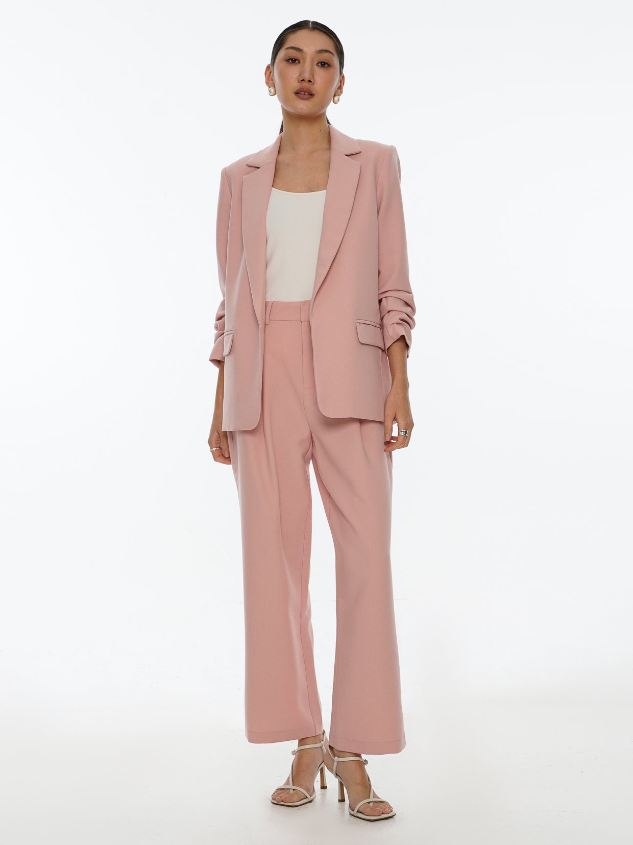 Chriselle Ruched Blazer-Pink