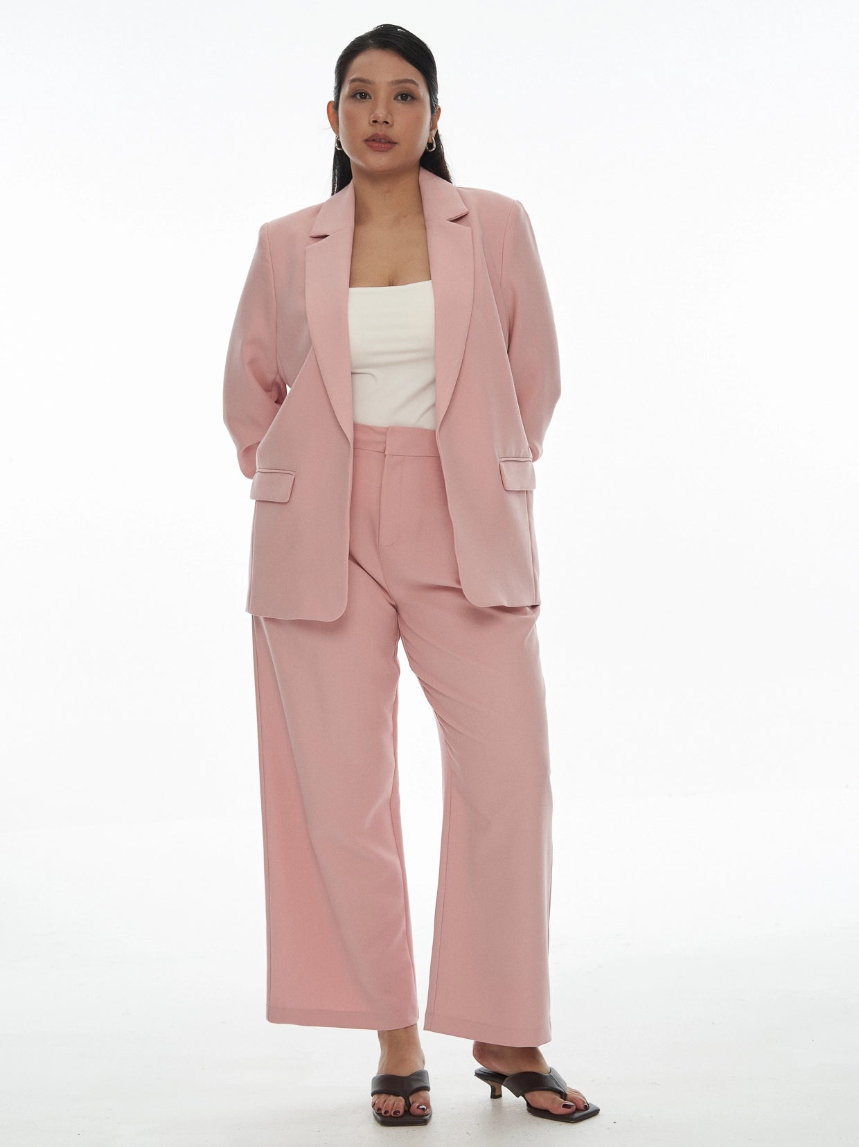 Chriselle Ruched Blazer-Pink