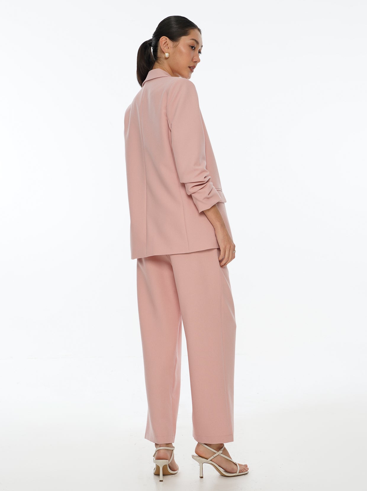 Chriselle Ruched Blazer-Pink