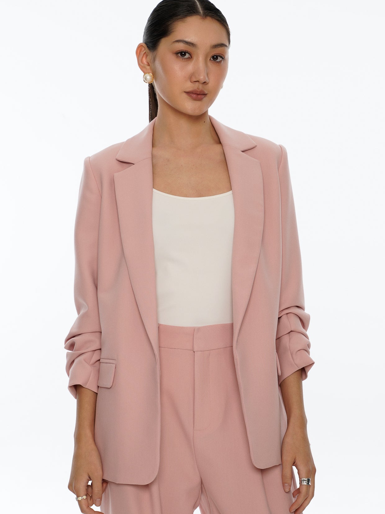 Chriselle Ruched Blazer-Pink