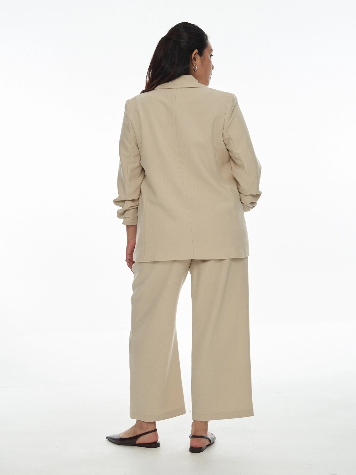 Chriselle Ruched Blazer-Sand