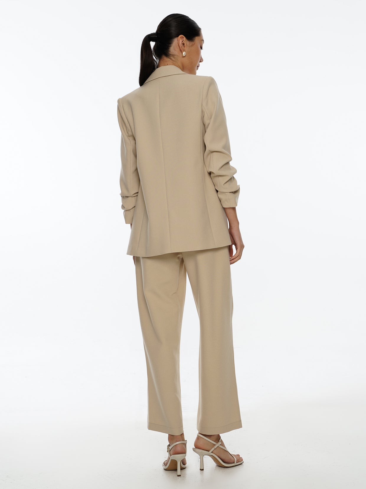 Chriselle Ruched Blazer-Sand
