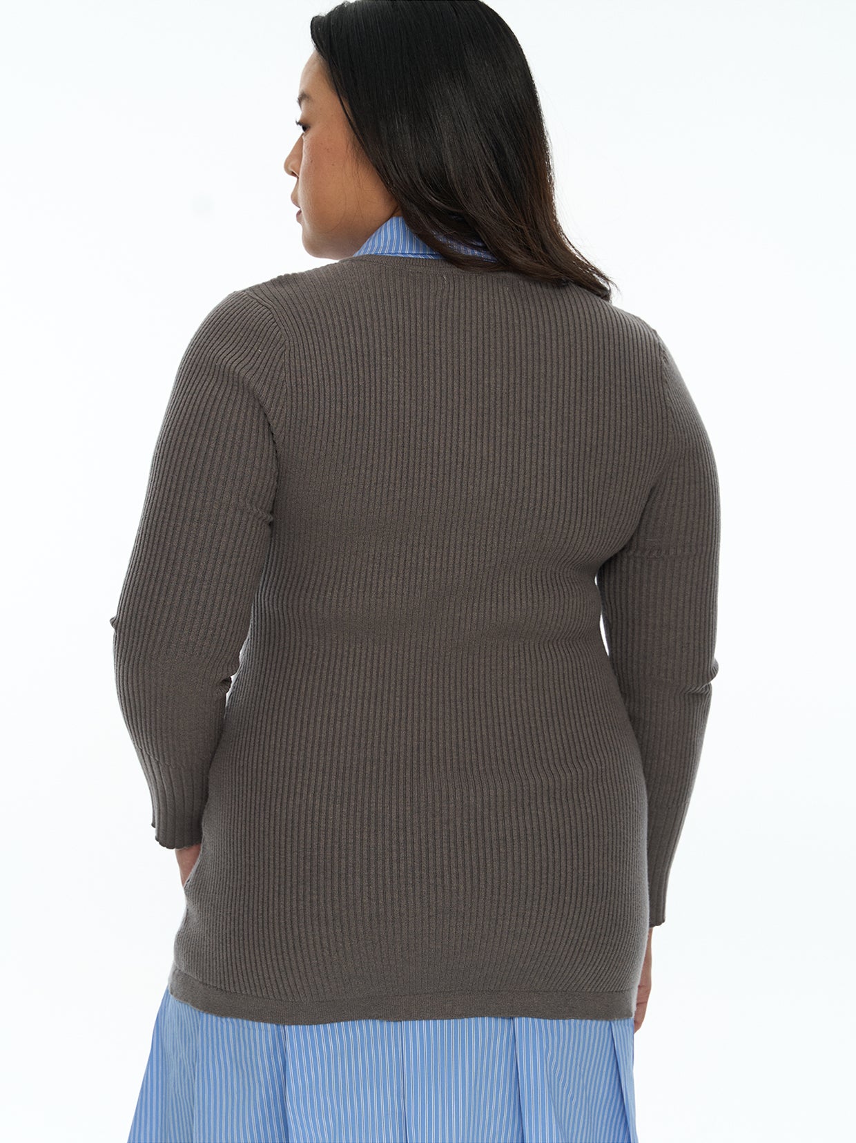 Layered Knit Shirt Dress