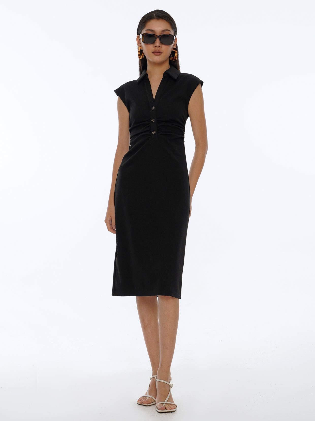 Front Ruched Polo Dress