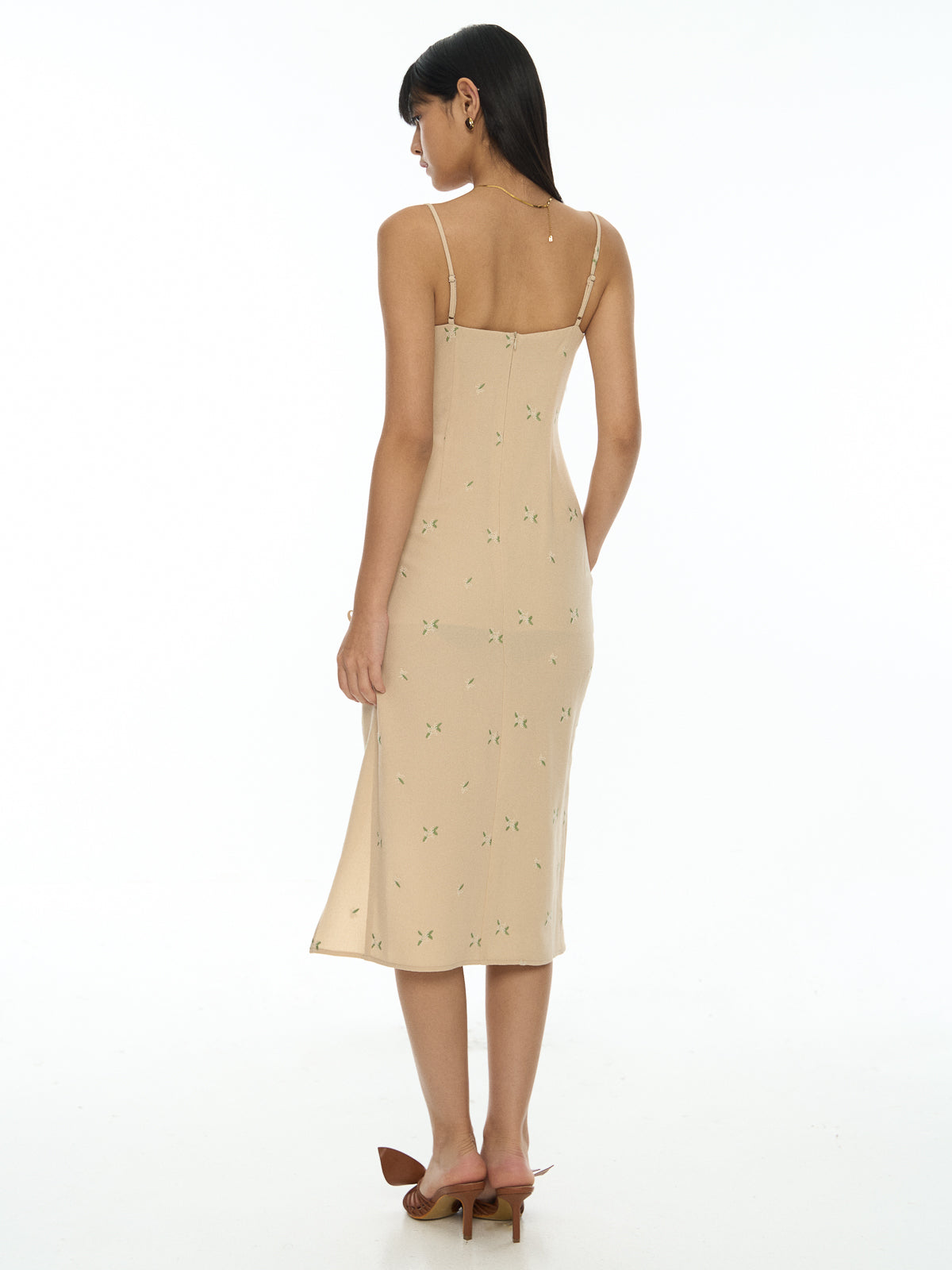 Strappy Dress With Ruched Slit