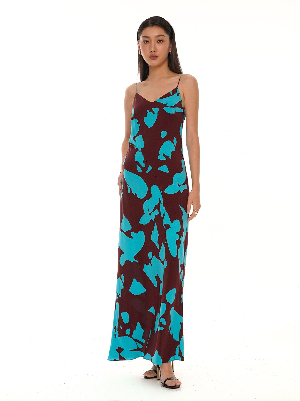Printed Strappy Maxi Dress