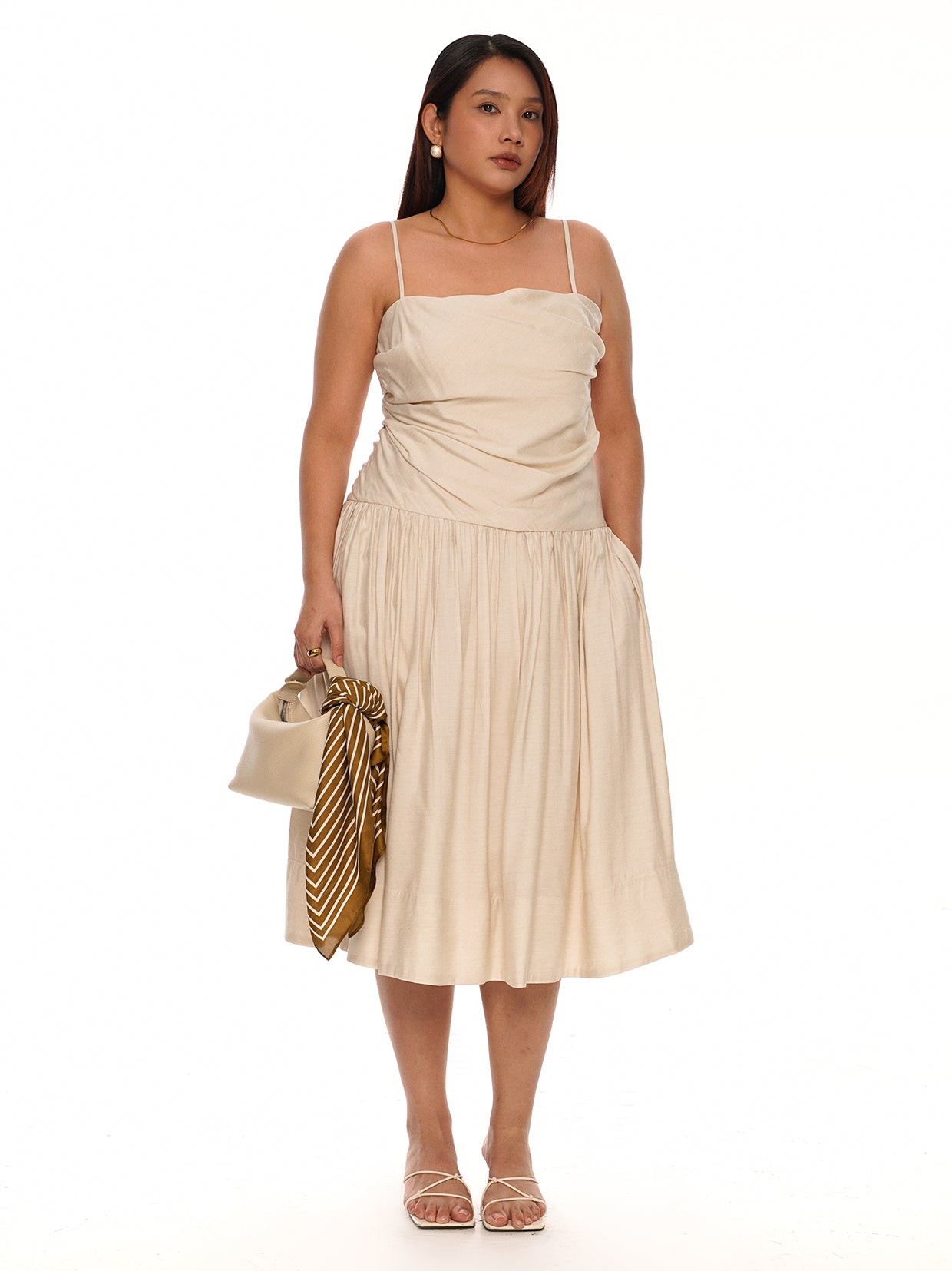 Ruched Drop Waist Dress