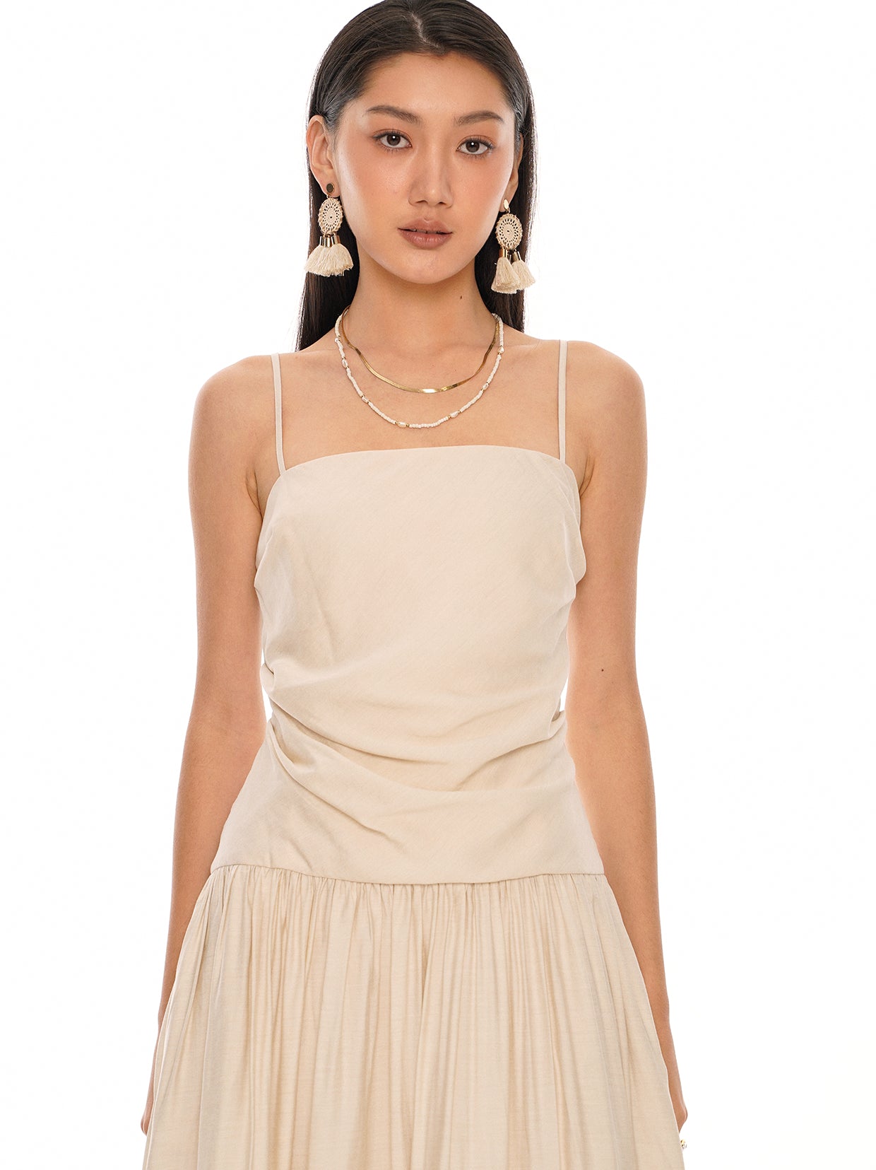 Ruched Drop Waist Dress