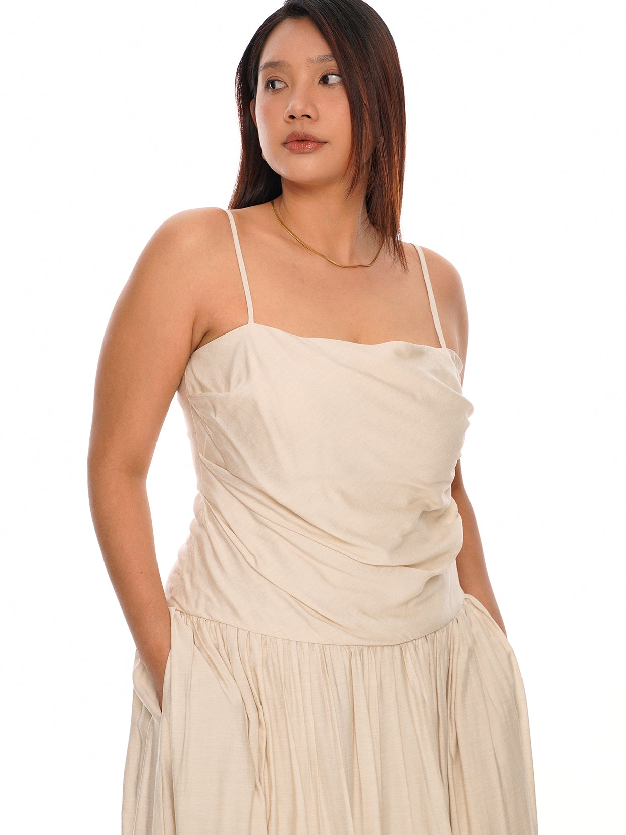 Ruched Drop Waist Dress