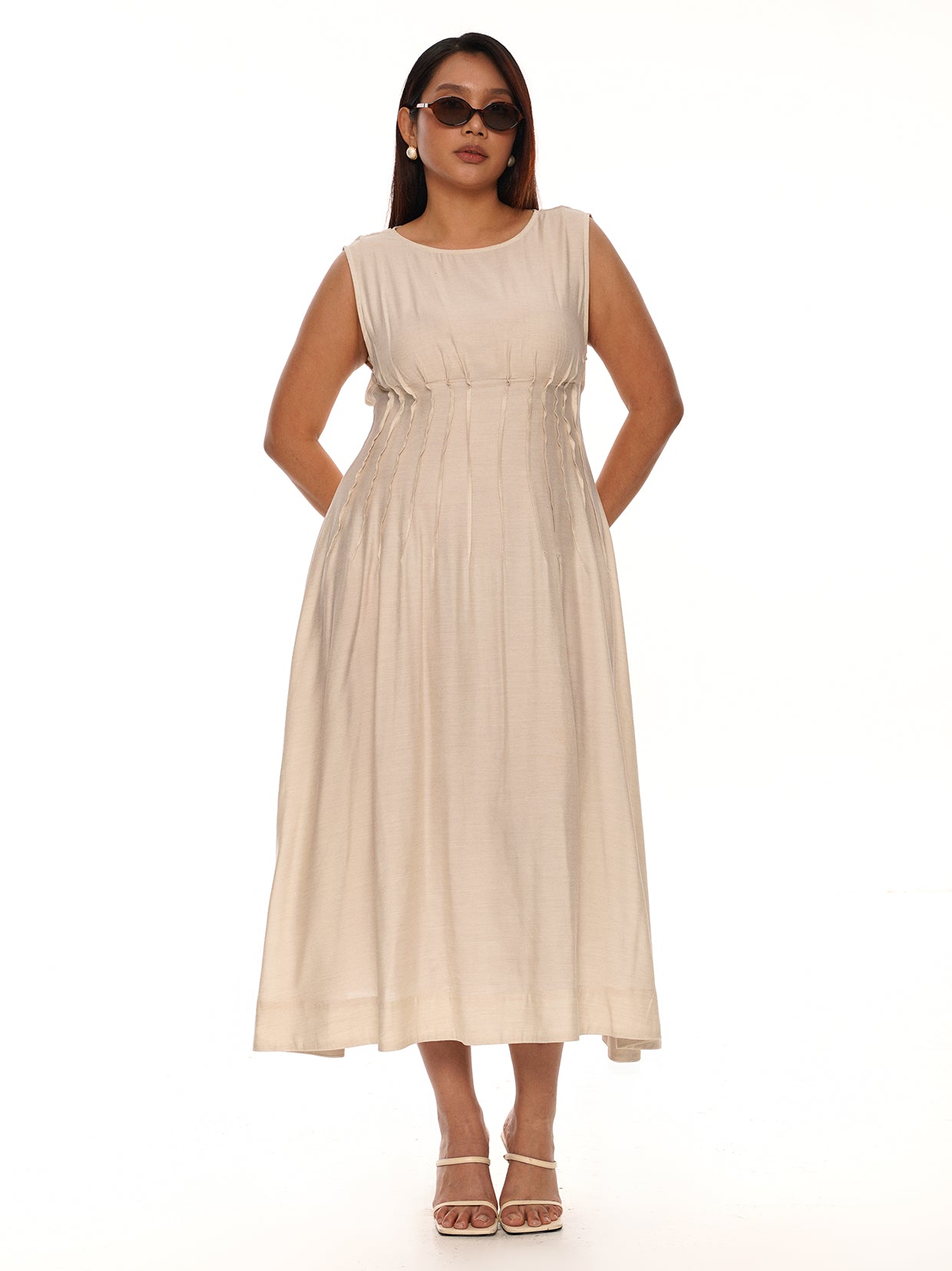 Sleeveless Pleated Maxi Dress