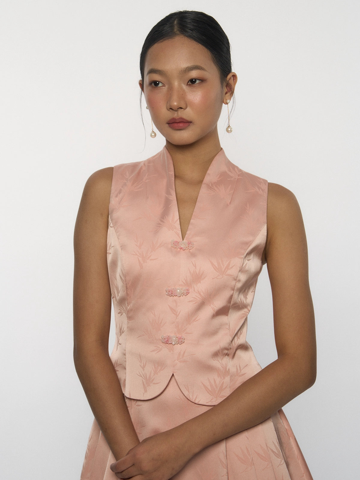 Satin Brocade Pleated Dress