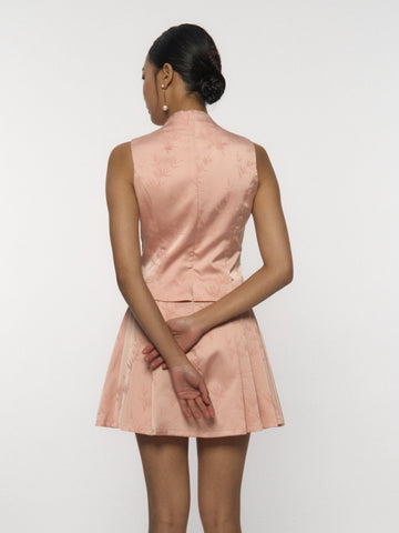 Satin Brocade Pleated Dress