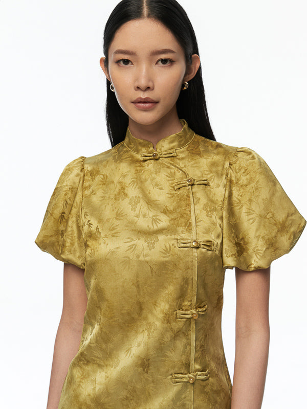 Short Dress with Chinese Knot Buttons