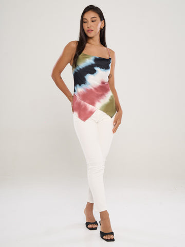 Tie-Dye Cowl Neck Top