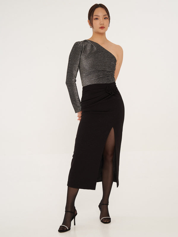 Glittery One Shoulder Top
