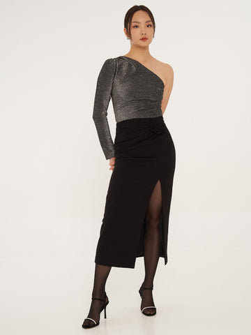 Glittery One Shoulder Top