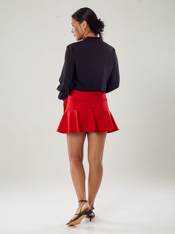Mini Peplum Skort with Ribbon Strap